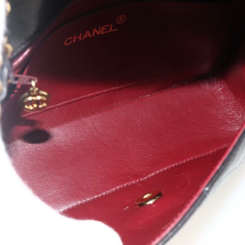 【日本直送】香奈兒 Diana 22 絎縫鏈條包，羊皮材質，黑色，金色雙C標誌，正品 ka3815V-9