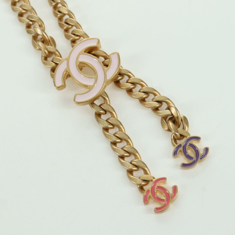 【日本直送】香奈兒鏈條腰包單肩包斜紋軟呢粉紅金色雙C標誌正品 175490SAM-7