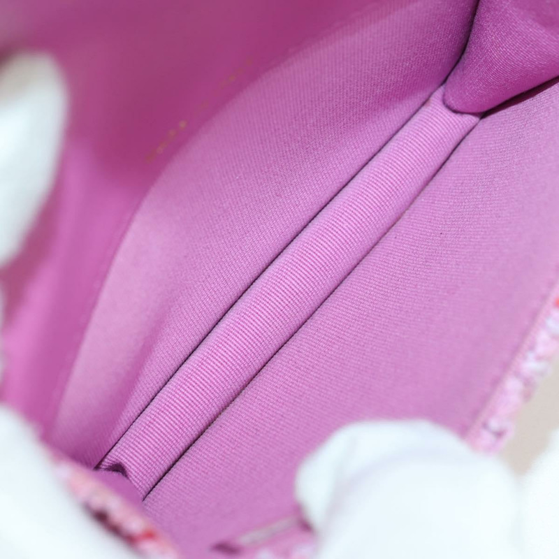 【日本直送】香奈兒鏈條腰包單肩包斜紋軟呢粉紅金色雙C標誌正品 175490SAM-19