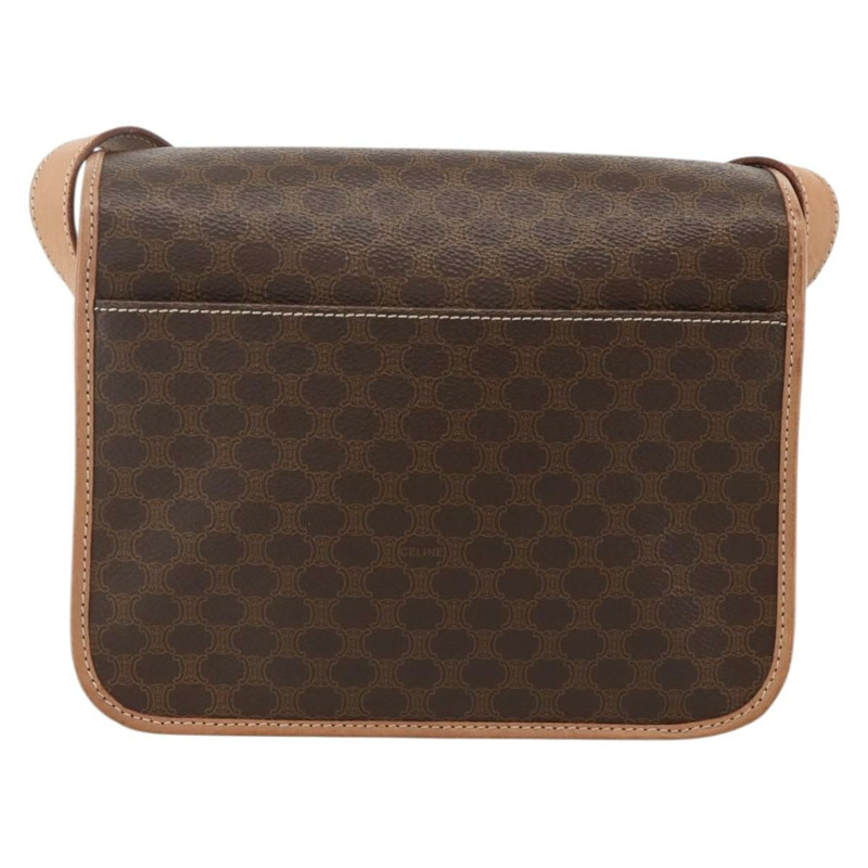【日本直送】CELINE Macadam帆布圓形單肩包 PVC皮革 棕色金色 正品 YKZ1561A-2