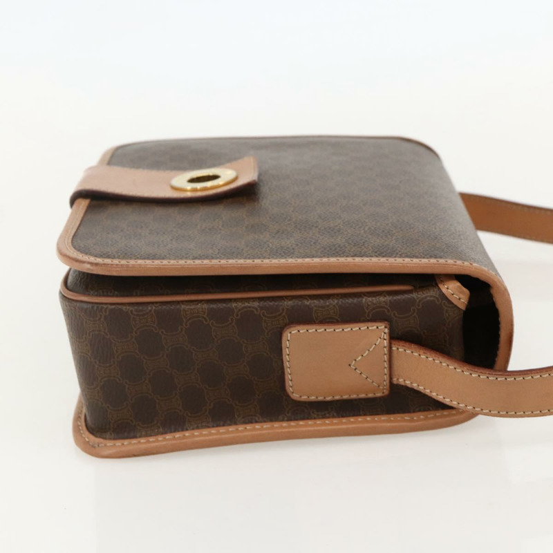 【日本直送】CELINE Macadam帆布圓形單肩包 PVC皮革 棕色金色 正品 YKZ1561A-4