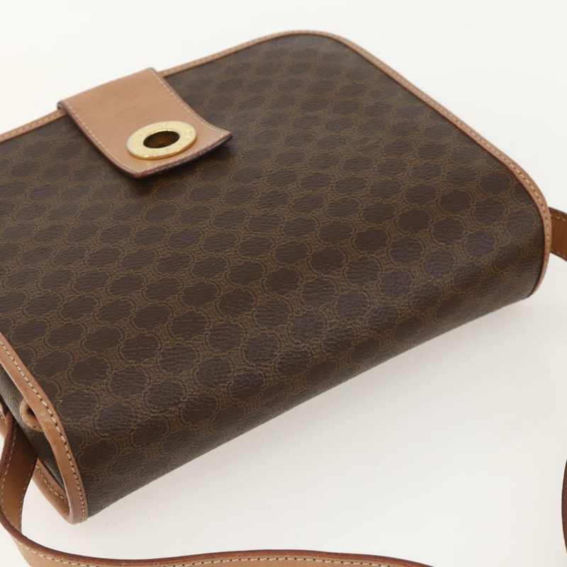 【日本直送】CELINE Macadam帆布圓形單肩包 PVC皮革 棕色金色 正品 YKZ1561A-5