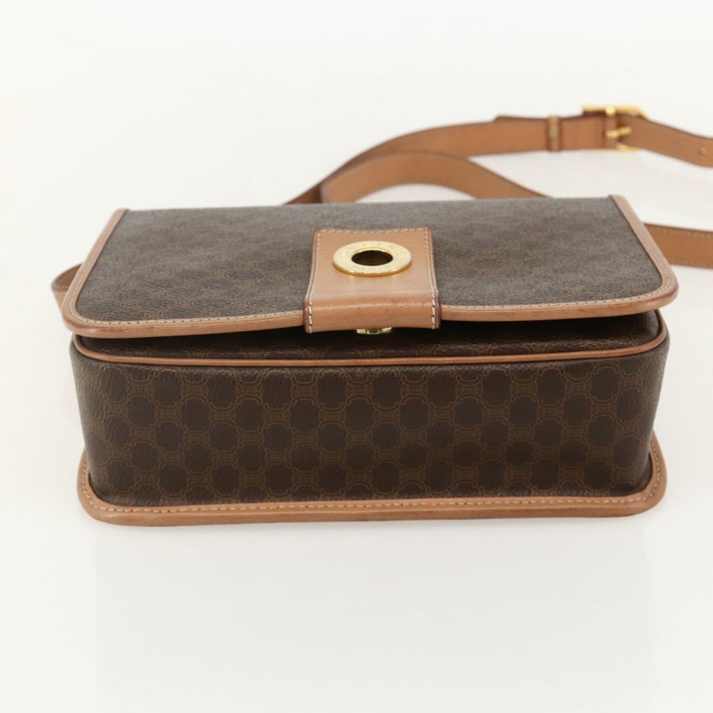 【日本直送】CELINE Macadam帆布圓形單肩包 PVC皮革 棕色金色 正品 YKZ1561A-8