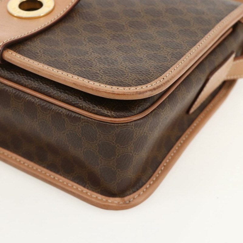 【日本直送】CELINE Macadam帆布圓形單肩包 PVC皮革 棕色金色 正品 YKZ1561A-9