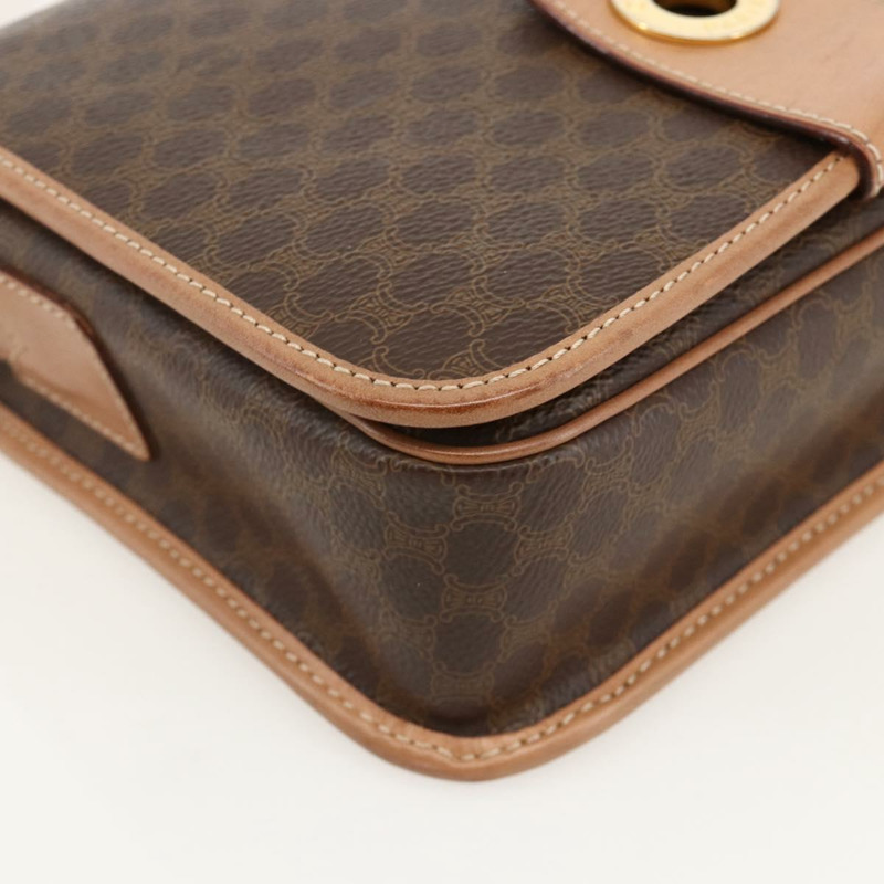 【日本直送】CELINE Macadam帆布圓形單肩包 PVC皮革 棕色金色 正品 YKZ1561A-10