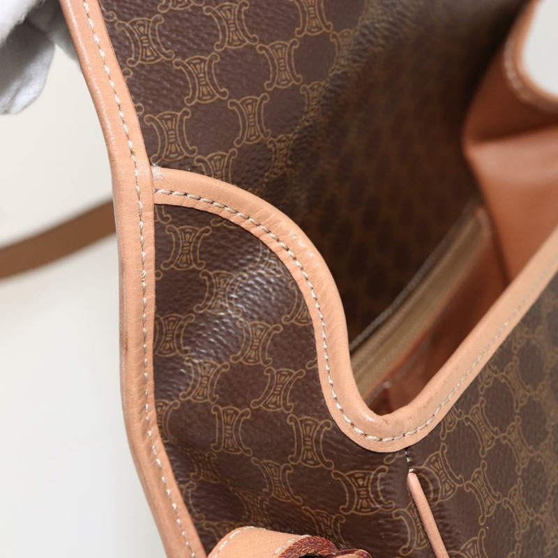 【日本直送】CELINE Macadam帆布圓形單肩包 PVC皮革 棕色金色 正品 YKZ1561A-15