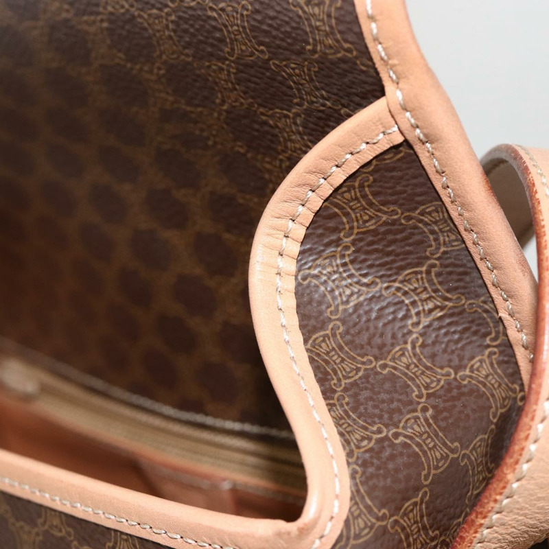 【日本直送】CELINE Macadam帆布圓形單肩包 PVC皮革 棕色金色 正品 YKZ1561A-16
