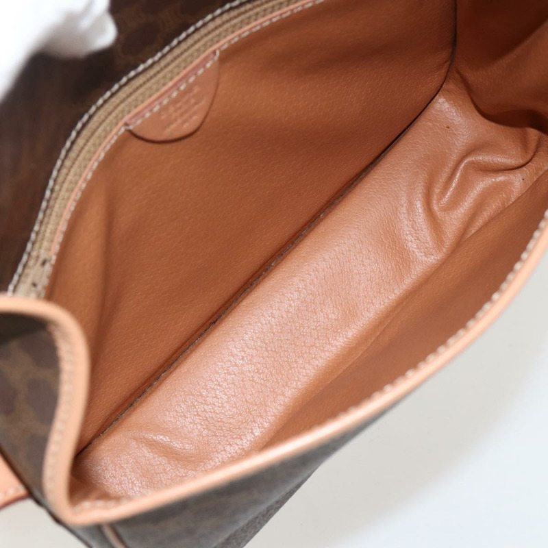 【日本直送】CELINE Macadam帆布圓形單肩包 PVC皮革 棕色金色 正品 YKZ1561A-18