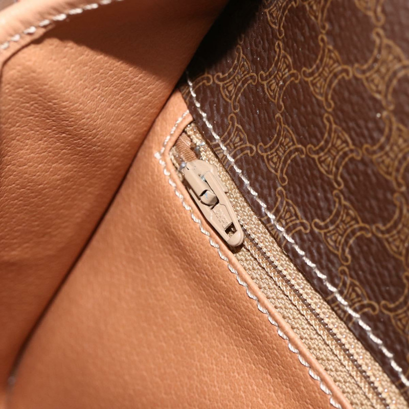 【日本直送】CELINE Macadam帆布圓形單肩包 PVC皮革 棕色金色 正品 YKZ1561A-21