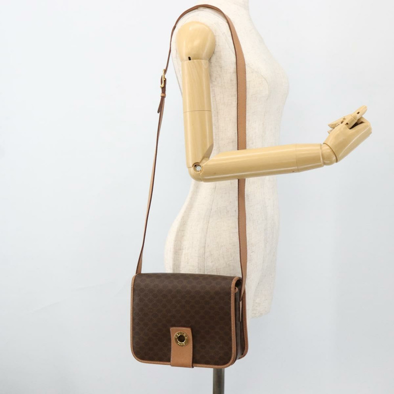 【日本直送】CELINE Macadam帆布圓形單肩包 PVC皮革 棕色金色 正品 YKZ1561A-24