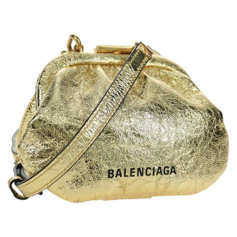 BALENCIAGA Cloud Coin 單肩包 皮革 金色 618915 正品 YKZ1511A