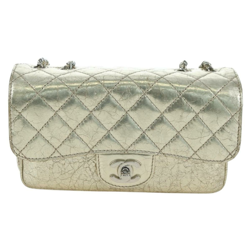 【日本直送】香奈兒 (CHANEL) Matelasse 鏈條肩背包，金色皮革，CC 標誌，正品 YKZ1557SAM-1