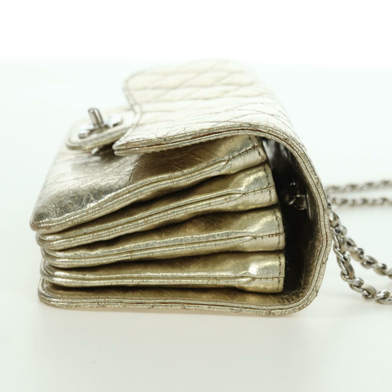 【日本直送】香奈兒 (CHANEL) Matelasse 鏈條肩背包，金色皮革，CC 標誌，正品 YKZ1557SAM-4