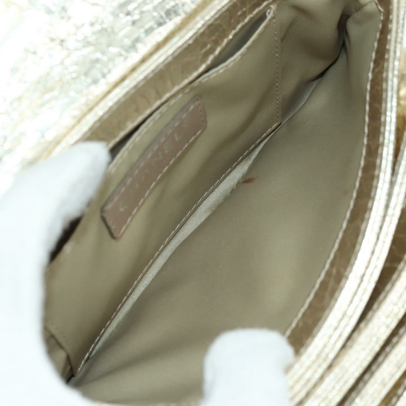 【日本直送】香奈兒 (CHANEL) Matelasse 鏈條肩背包，金色皮革，CC 標誌，正品 YKZ1557SAM-18