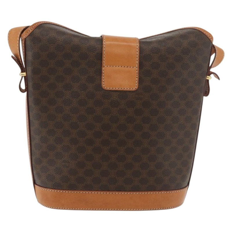 【日本直送】CELINE Macadam帆布迷你圓形包 PVC皮革 棕色金色 正品 am11383A-2
