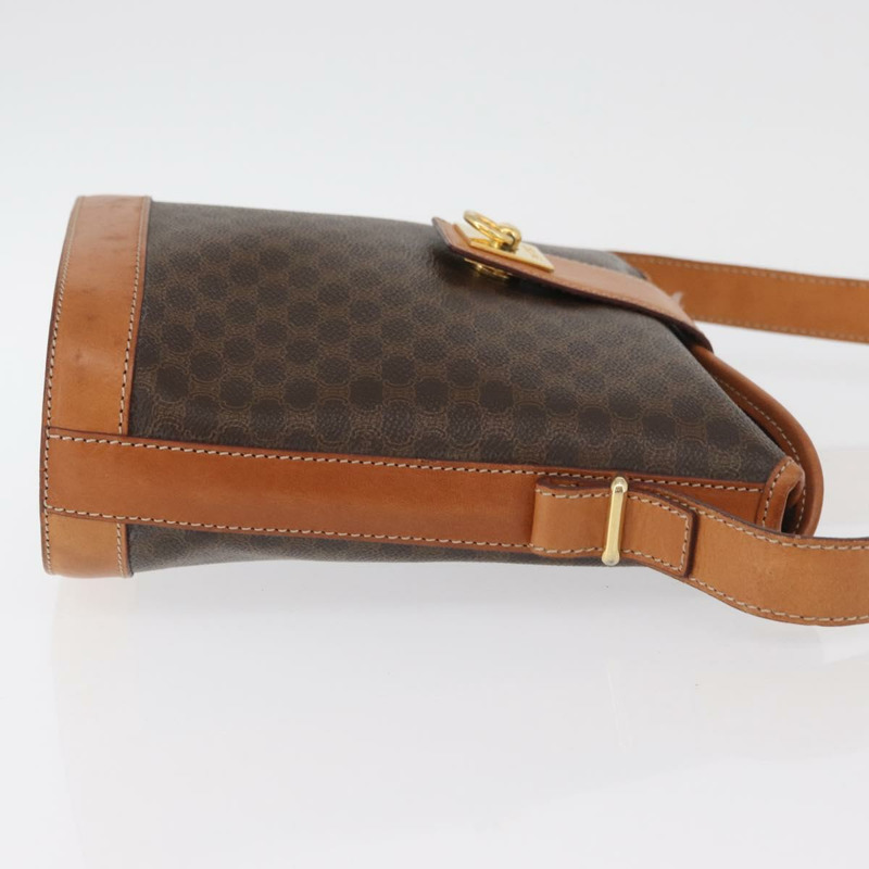 【日本直送】CELINE Macadam帆布迷你圓形包 PVC皮革 棕色金色 正品 am11383A-3