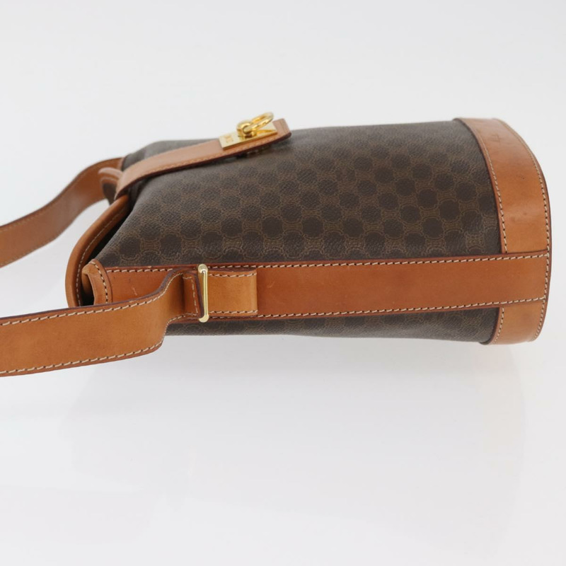 【日本直送】CELINE Macadam帆布迷你圓形包 PVC皮革 棕色金色 正品 am11383A-4