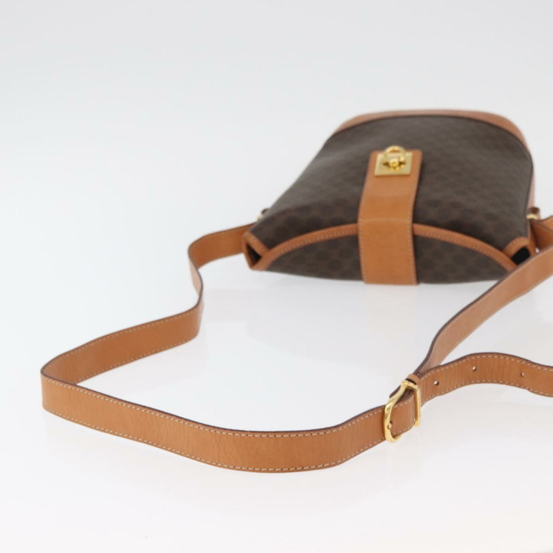 【日本直送】CELINE Macadam帆布迷你圓形包 PVC皮革 棕色金色 正品 am11383A-6