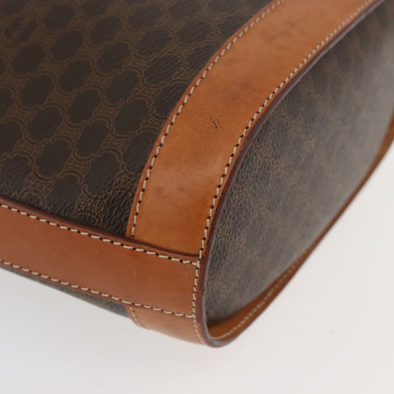 【日本直送】CELINE Macadam帆布迷你圓形包 PVC皮革 棕色金色 正品 am11383A-9