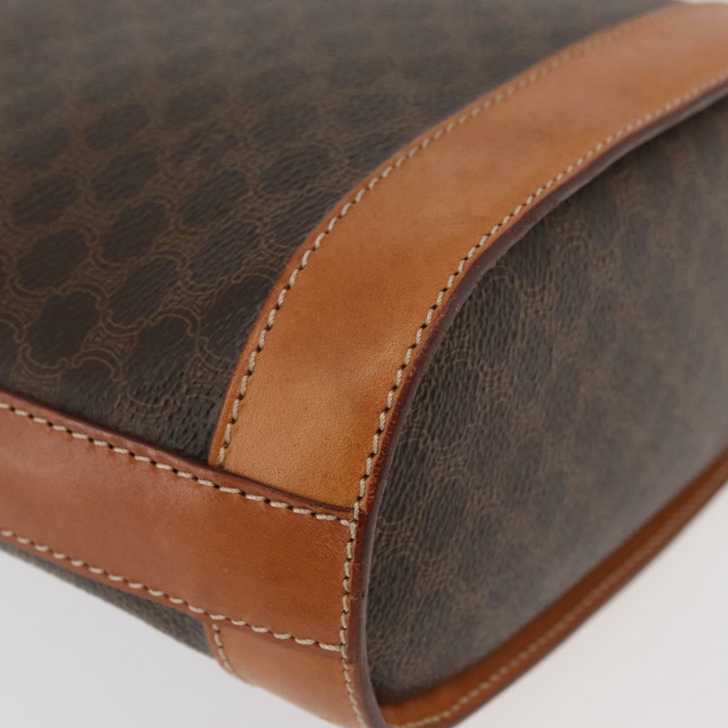 【日本直送】CELINE Macadam帆布迷你圓形包 PVC皮革 棕色金色 正品 am11383A-11