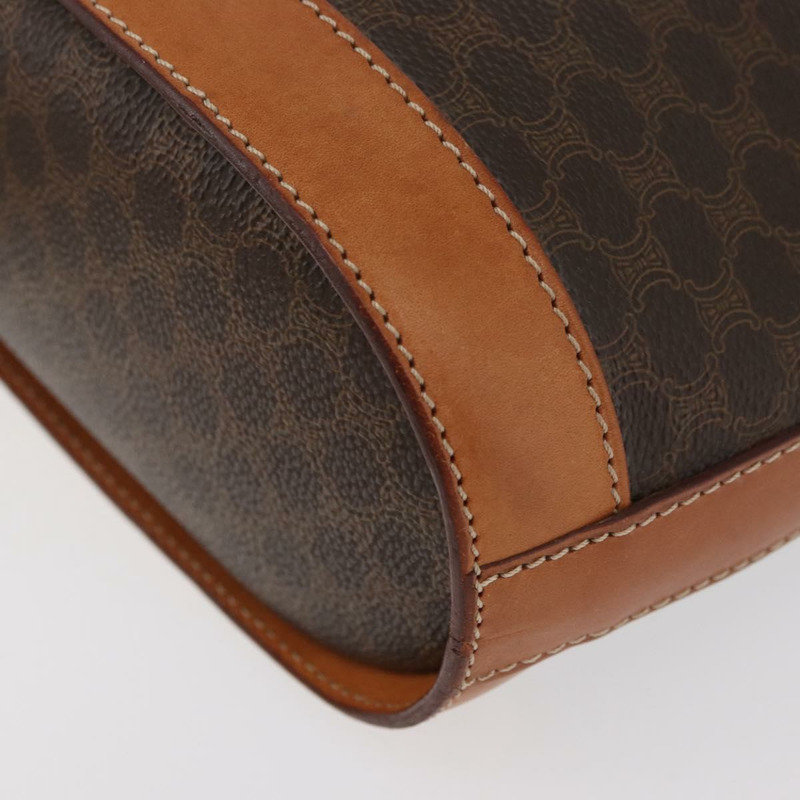 【日本直送】CELINE Macadam帆布迷你圓形包 PVC皮革 棕色金色 正品 am11383A-12