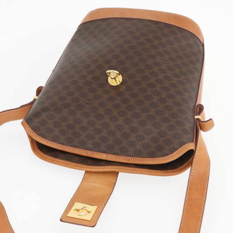 【日本直送】CELINE Macadam帆布迷你圓形包 PVC皮革 棕色金色 正品 am11383A-14