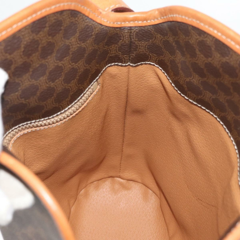 【日本直送】CELINE Macadam帆布迷你圓形包 PVC皮革 棕色金色 正品 am11383A-17