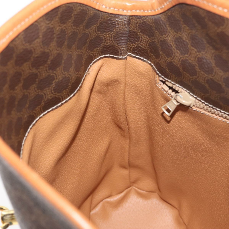 【日本直送】CELINE Macadam帆布迷你圓形包 PVC皮革 棕色金色 正品 am11383A-18