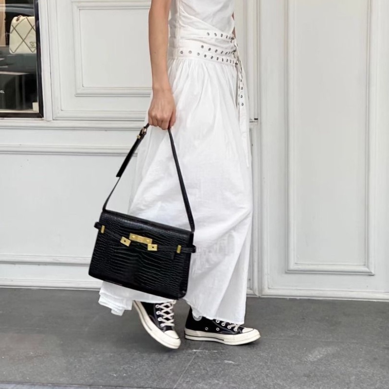 Ysl 黑金鱷魚壓紋曼哈頓中號 29*21*7  9新 配件盒子 塵袋 購證-1