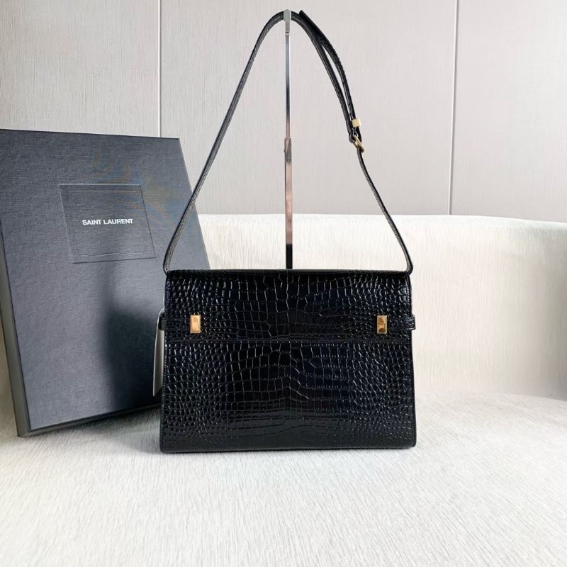 Ysl 黑金鱷魚壓紋曼哈頓中號 29*21*7  9新 配件盒子 塵袋 購證-3