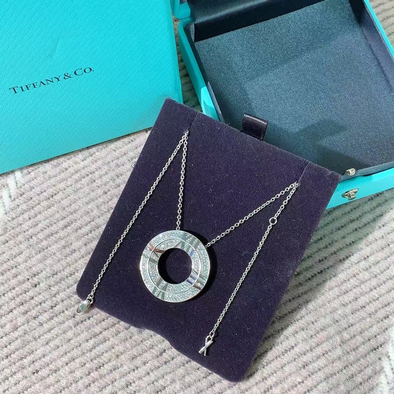 Tiffany蒂芙尼 Atlas X系列圓環白金滿鑽項鍊-2