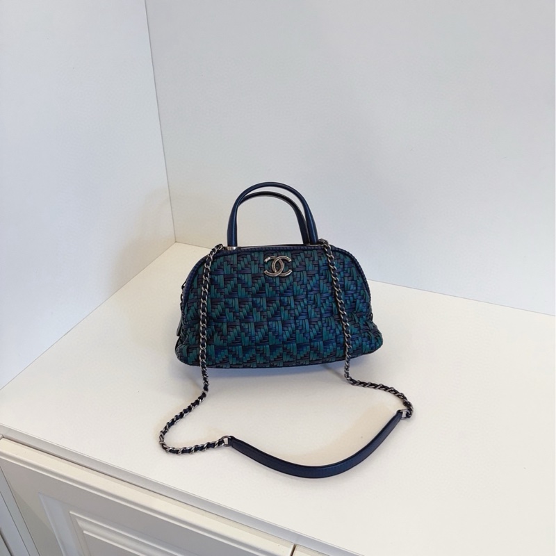 Chanel 香奈兒 墨綠拼深海軍藍編織牛皮-0