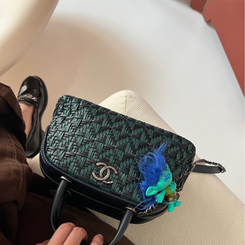 Chanel 香奈兒 墨綠拼深海軍藍編織牛皮-4