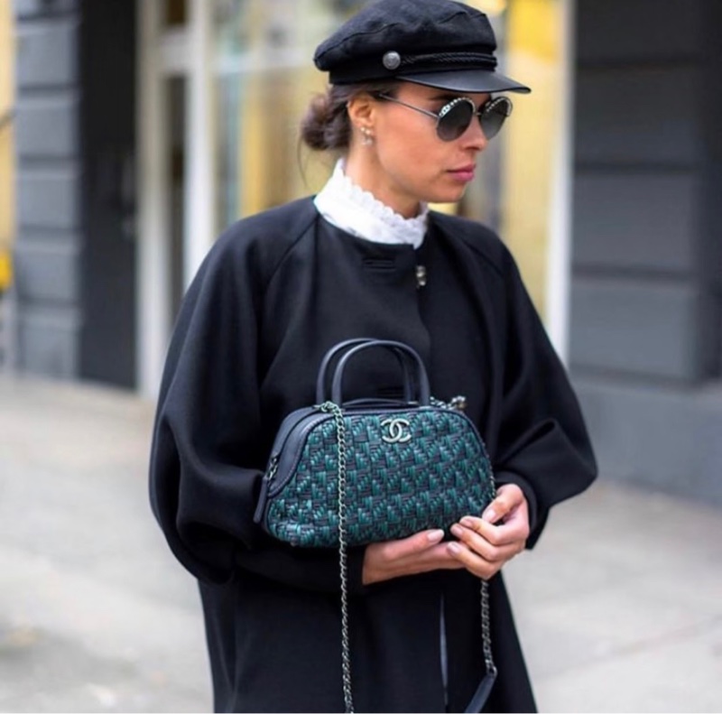 Chanel 香奈兒 墨綠拼深海軍藍編織牛皮-9