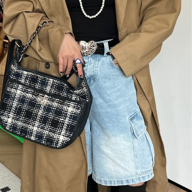 Chanel香奈兒 格紋嬉皮士3way Hobo-9