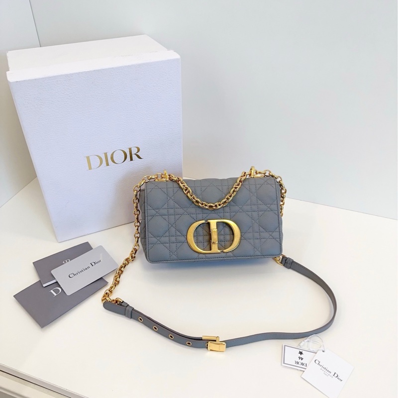Dior迪奧 岩石灰金扣Caro戴妃鏈條包-0