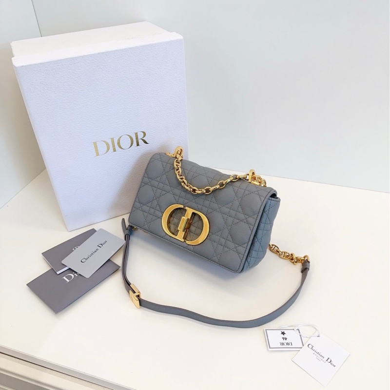 Dior迪奧 岩石灰金扣Caro戴妃鏈條包-2