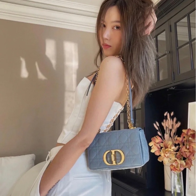 Dior迪奧 岩石灰金扣Caro戴妃鏈條包-3