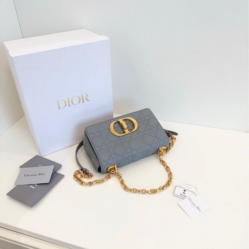 Dior迪奧 岩石灰金扣Caro戴妃鏈條包-4
