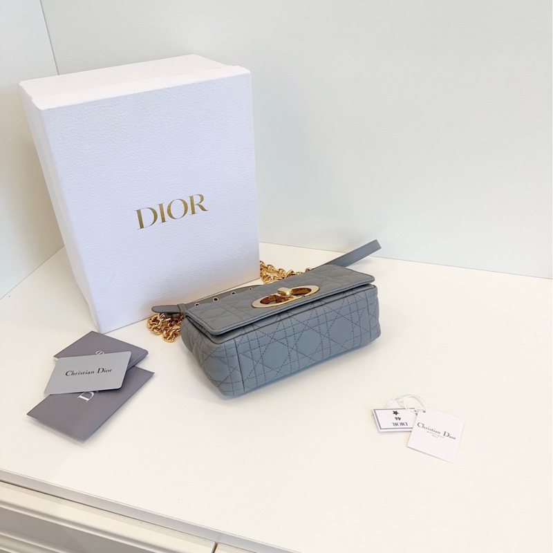 Dior迪奧 岩石灰金扣Caro戴妃鏈條包-5