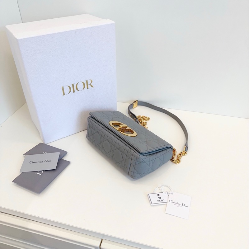 Dior迪奧 岩石灰金扣Caro戴妃鏈條包-6