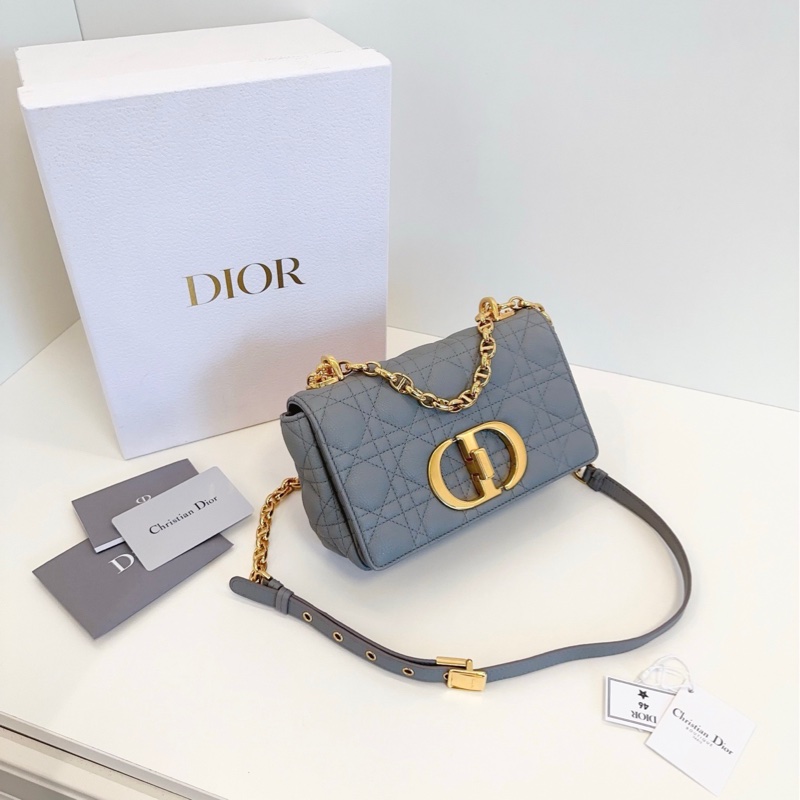 Dior迪奧 岩石灰金扣Caro戴妃鏈條包-7