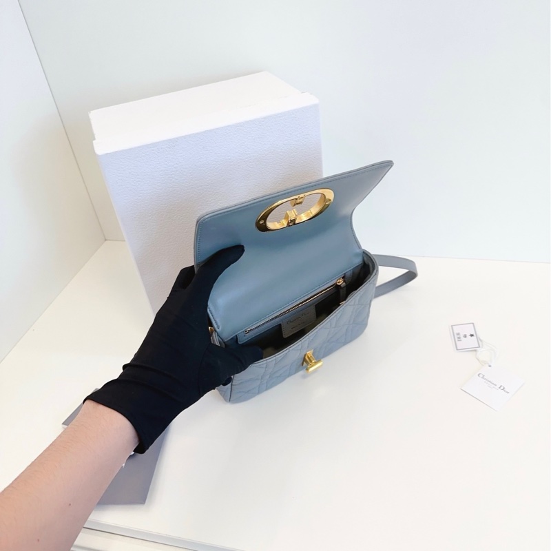 Dior迪奧 岩石灰金扣Caro戴妃鏈條包-8