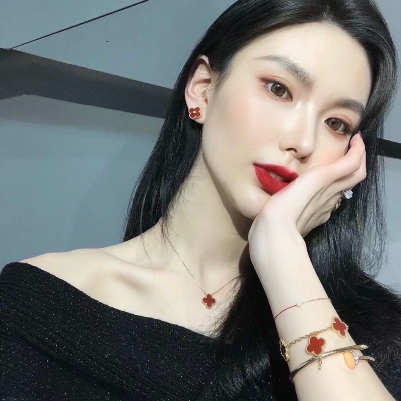 梵克雅寶Van Cleef & Arpels Vintage Alhambra中號紅花項鍊20年-3