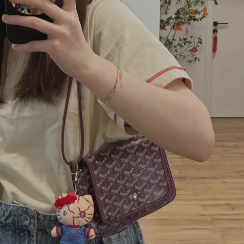 Goyard Plumet woc信封包  深酒紅色 銀扣 20*14*1 98新配件塵袋