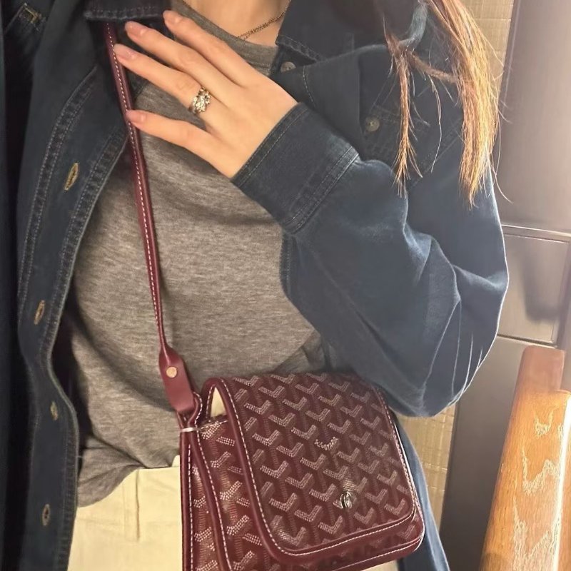 Goyard Plumet woc信封包  深酒紅色 銀扣 20*14*1 98新配件塵袋-1