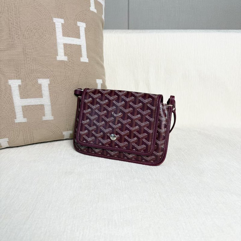 Goyard Plumet woc信封包  深酒紅色 銀扣 20*14*1 98新配件塵袋-3