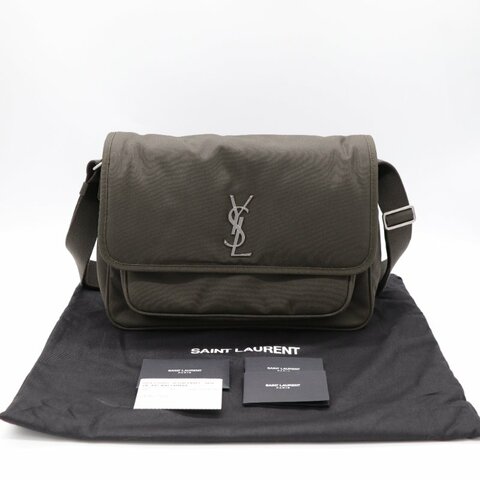 YSL Saint Laurent 聖羅蘭 Niki 灰綠色郵差包 翻蓋包 舒適寬肩帶