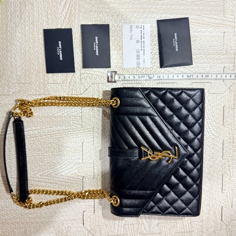 YSL 近全新 金扣 Envelope魚子醬信封包 中型