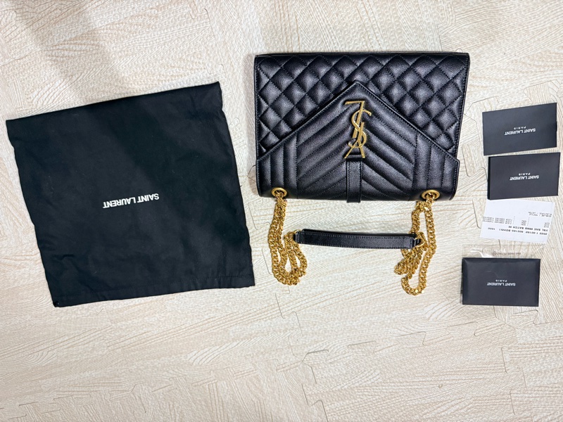 YSL 近全新 金扣 Envelope魚子醬信封包 中型-2